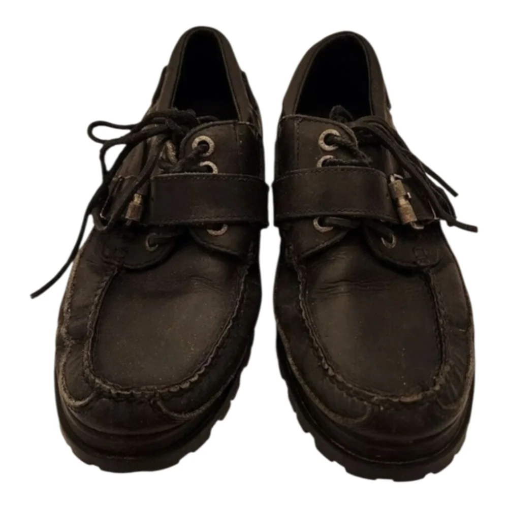 Polo Ralph Lauren vintage black buckle deck boat shoes loafers men's size 10.5 D
